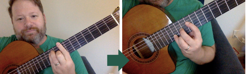 E shaped chord to D shaped chord in CAGED chords appears. 